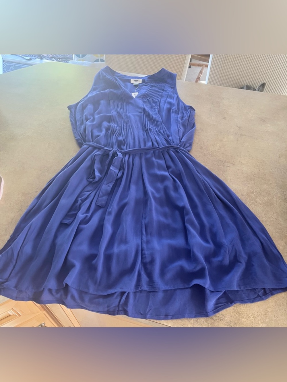 NWT Plus Size 1X Old Navy Deep Blue Pleated V-Neck Sleeveless Dress